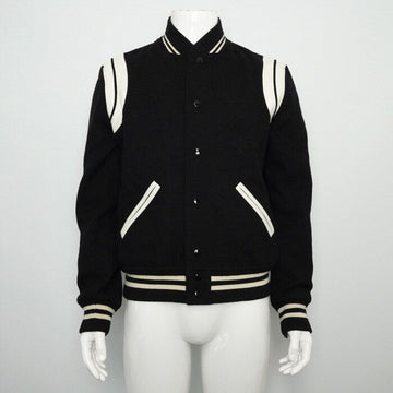 Saint Laurent Wool Bomber Black and White Teddy Jacket for Men 354718 152899006