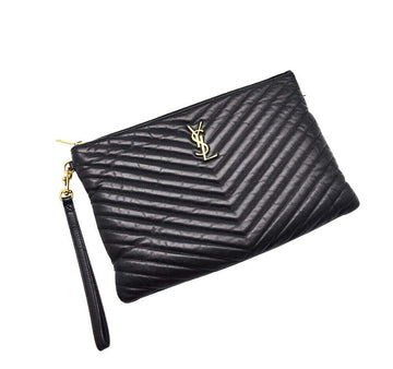 SAINT LAURENT Geplusterte Clutch mit goldenen Akzenten 8868 41447149