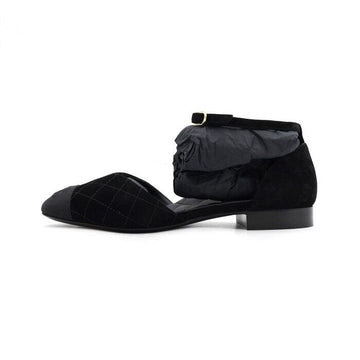 CHANEL G36048 Schwarzes Leder Mary Jane Riemen CC Pumps Damen Ballerinas 152896528