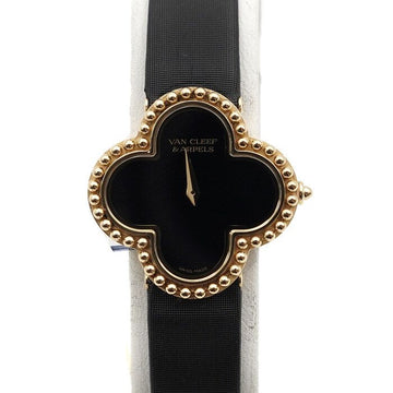 VAN CLEEF & ARPELS アルハンブラ スモール サテン レザー バンド クォーツ レディース ウォッチ 21900 152888468