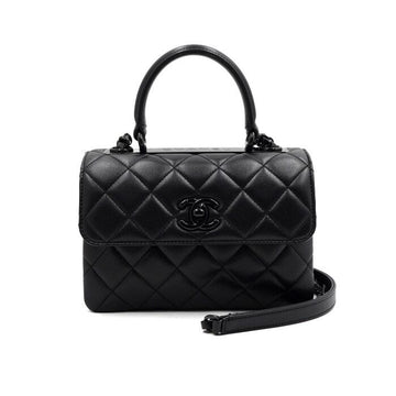 CHANEL Schwarz Lammleder Black Metal Trendy CC New Mini Flap Schwarzkette Tote Tasche mit Schulterriemen AS4654 152889261