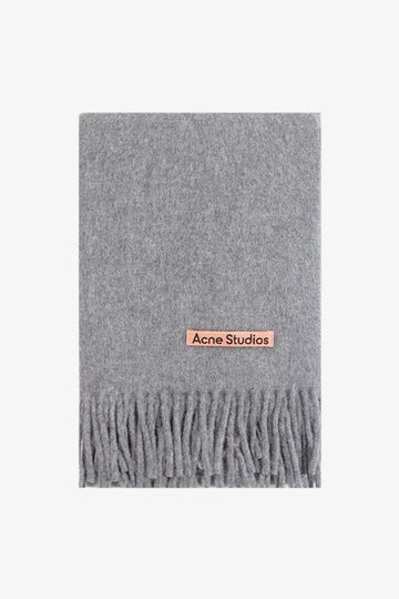 ACNE STUDIOS Narrow Heavy Wool Fringed Schal 25SS Grau Mélange 980 139104888