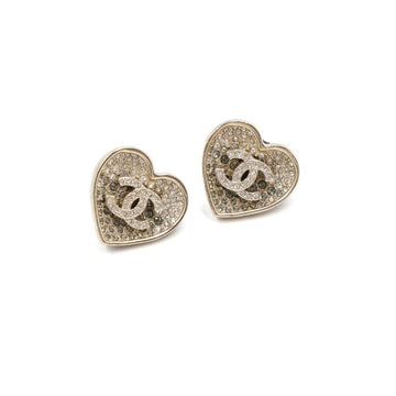 CHANEL Earrings ABA406 23 Season Champagne Gold CC Crystal Heart 152896395