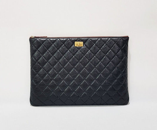 CHANEL 2.55 Vintage Calfskin Quilted Large Clutch A82726 118339220