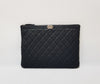CHANEL Boy Clutch Caviar New Medium Black Silver 132979157 [P]