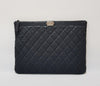 CHANEL Boy Clutch Caviar New Medium Black Silver 132979157 [P]