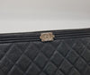 CHANEL Boy Clutch Caviar New Medium Black Silver 132979157 [P]