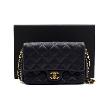 CHANEL ダークネイビー キャビア 金具 ダブルチェーン ミニ フラップ クロスバッグ 52687 152889237