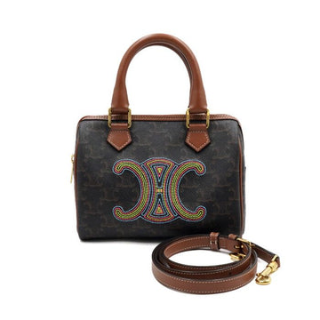 Celine Multi-Color Embroidered Triomphe Small Boston Tote Bag and Shoulder Bag Crossbody 197582EJ6 152888862