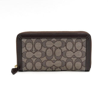 COACH Brauner Canvas Leder Rundum-Reißverschluss Geldbeutel aa52716 152895546