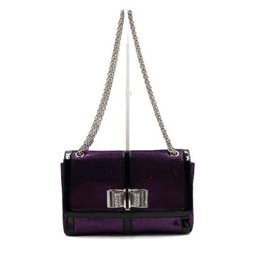 CHRISTIAN LOUBOUTIN Süße Wohltätigkeit Schultertasche aus lila Wildleder mit silberner Kette aa52940 152888876
