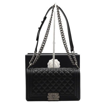 CHANEL Boy Caviar Medium Flap Schultertasche mit Silberkette A67086 152888888