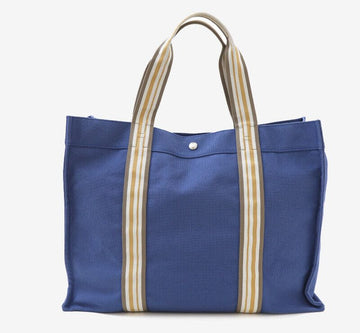 Hermes Sac de Plage Hurley TGM Blue Tote Shoulder Bag Travel Black 7679187532 141624829