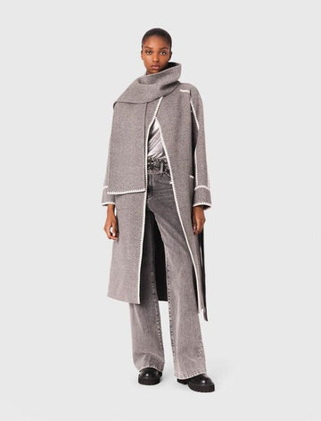 Maje Long Reversible Coat Gray FR38 153766059