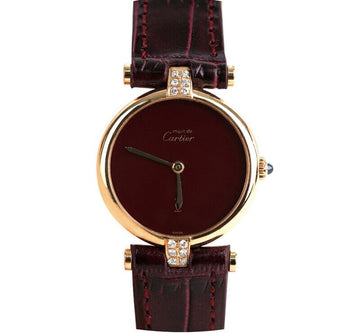 Cartier Must de Round Burgundy Pin Buckle 24MM Original Dial 7227108130 75684051