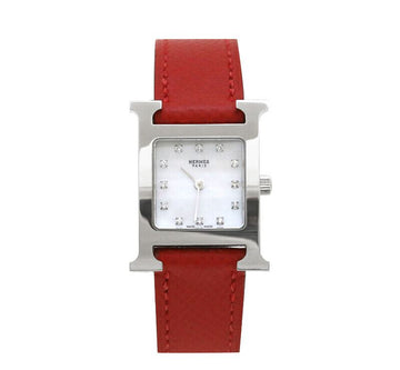 HERMES HH1.210.283 HOUR Stahl Perlmutt Diamant 12P 21MM 7358622853 101403904