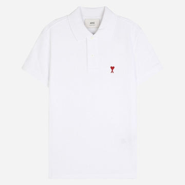 AMI Men's Logo Embroidered PK Shirt White BFUPL001 760 100 143823773