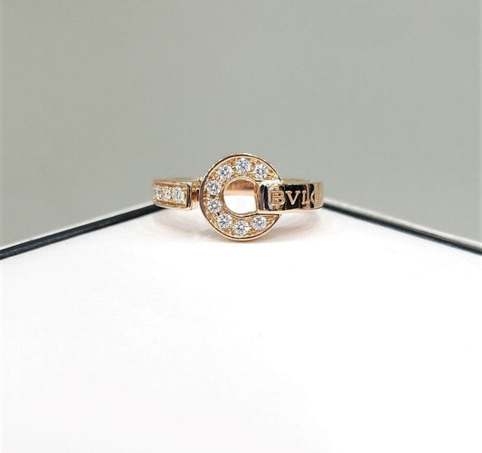 Bulgari 18K Diamond 12P Ring 18K Pink Gold Size 58 101135280