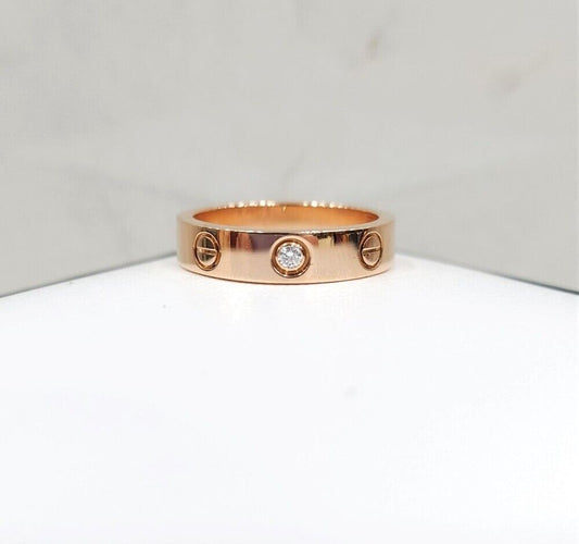 Cartier 18k Diamond Love Band Ring 49 18K Rose Gold 119569907