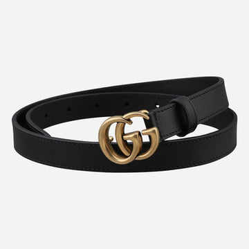Gucci Double G Slim Belt Black 145464953