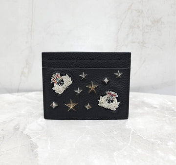 Christian Louboutin Black Star Studded Embroidered Patch Card Holder 116136847