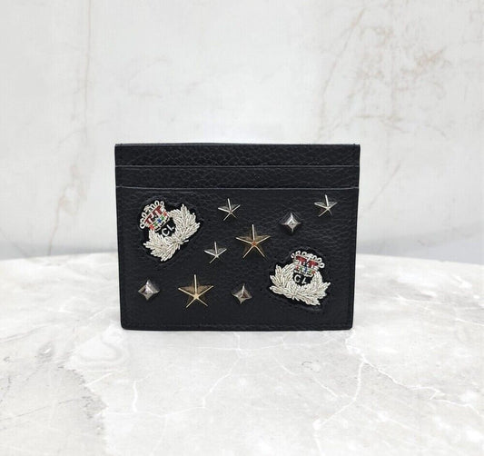 Christian Louboutin Black Star Studded Embroidered Patch Card Holder 116136847