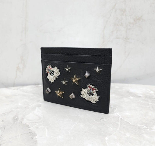 Christian Louboutin Black Star Studded Embroidered Patch Card Holder 116136847