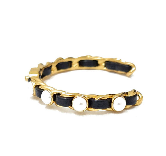 CHANEL Pearl Leather Chain Bracelet 6850610781 51448822