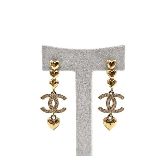 CHANEL Heart Decorated Cubic Earrings 7162336922 69032941