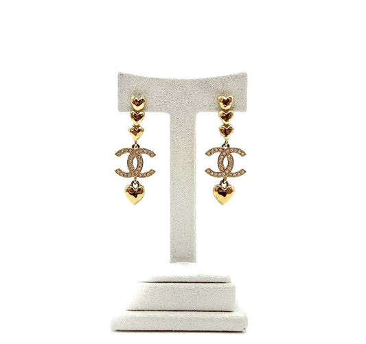 CHANEL Heart Decorated Cubic Earrings 7162336922 69032941