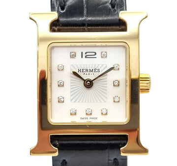 HERMES Hアワーダイヤ金メッキ時計 HH1.102 7415358018 115366655