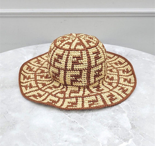 Fendi ff FF Raffia Cotton Hat M 88086507