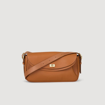 Sandro Le Mambo Smooth Leather Shoulder Bag Brown 153843072