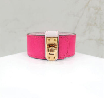 Hermes Pink Kelly Twist Leather Bracelet S 110997579