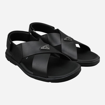 Prada Men's Crisscross Leather Sandals Black 2X3121 3LEM F0002 145843463