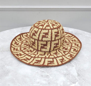 FENDI FF Raffia Baumwollhut M 88086507