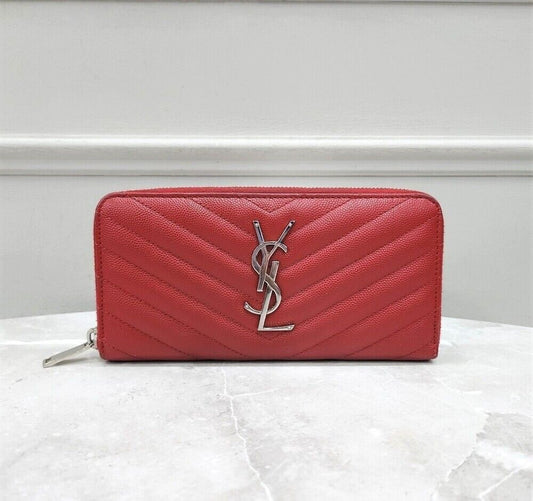 SAINT LAURENT モノグラム マトラッセ レザー ジッパーロングウォレット 80473299