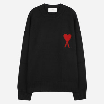AMI Big Heart Logo Knit Black 145987603