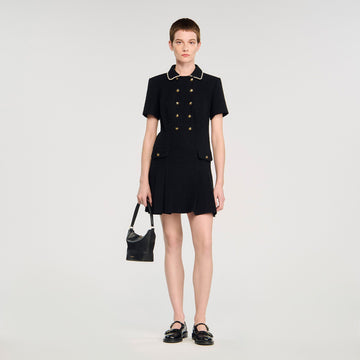 Sandro Short Tweed Black Dress 155437464 [P]