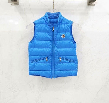 Moncler Kids GUI GILET Goose Down Blue Padded Vest 146352514
