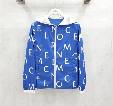 Moncler Kids Logo Blue JIRO Windbreaker Hoodie Jacket 146352542