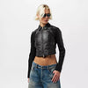 DIESEL Damen Lederjacke Größe 4 (36) Schwarz 148643089 [P]