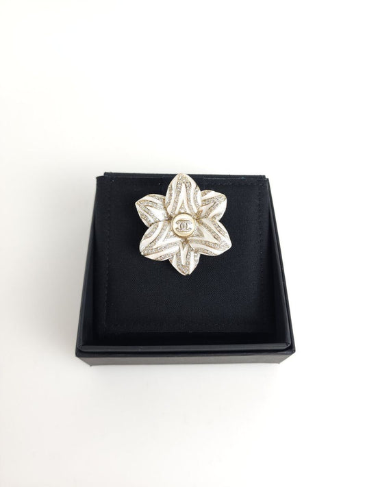 CHANEL CC Kristall Blumen Brosche 5993 78020449