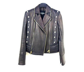 Balmain Lambskin Rider Leather Jacket 10902 142188364