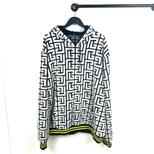 BALMAIN モノグラム ウールブレンド フーディ 8097 123149049