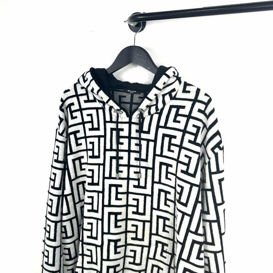 BALMAIN モノグラム ウールブレンド フーディ 8097 123149049