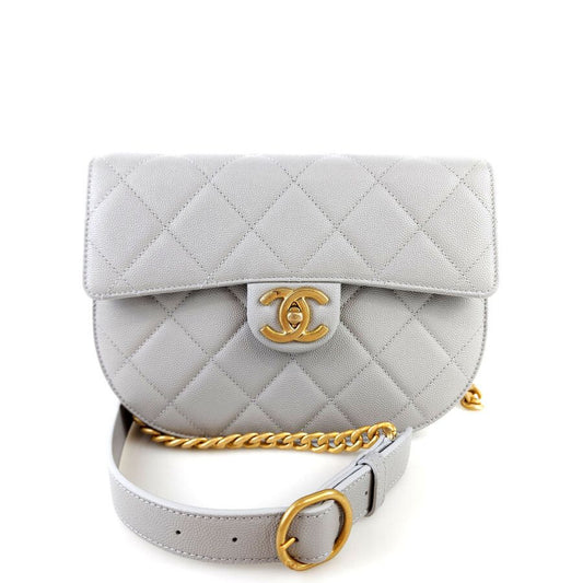 CHANEL ハーフムーンキャビアフラップメッセンジャーバッグショルダーバッグクロスバッグAS2485 8242 123671442