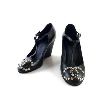 CHANEL cc CC スタッズ ウェッジヒール シューズ 11458 145023173