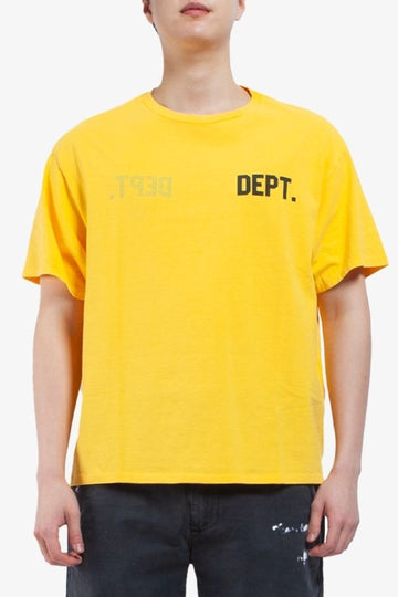 GALLERY DEPT Gold Student Coach Reversible DEPT Logo Short Sleeve T-Shirt 10003 1543 139104637