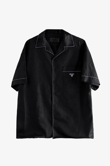 Prada Stitch Detail Silk Short Sleeve Shirt 10HX F0002 1293 139104762